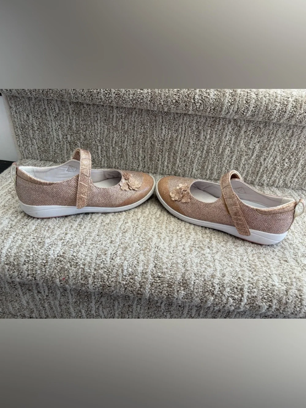 Stride Rite Holly Mary Jane flats in rose gold. Size 2XW. (2 extra wide).
